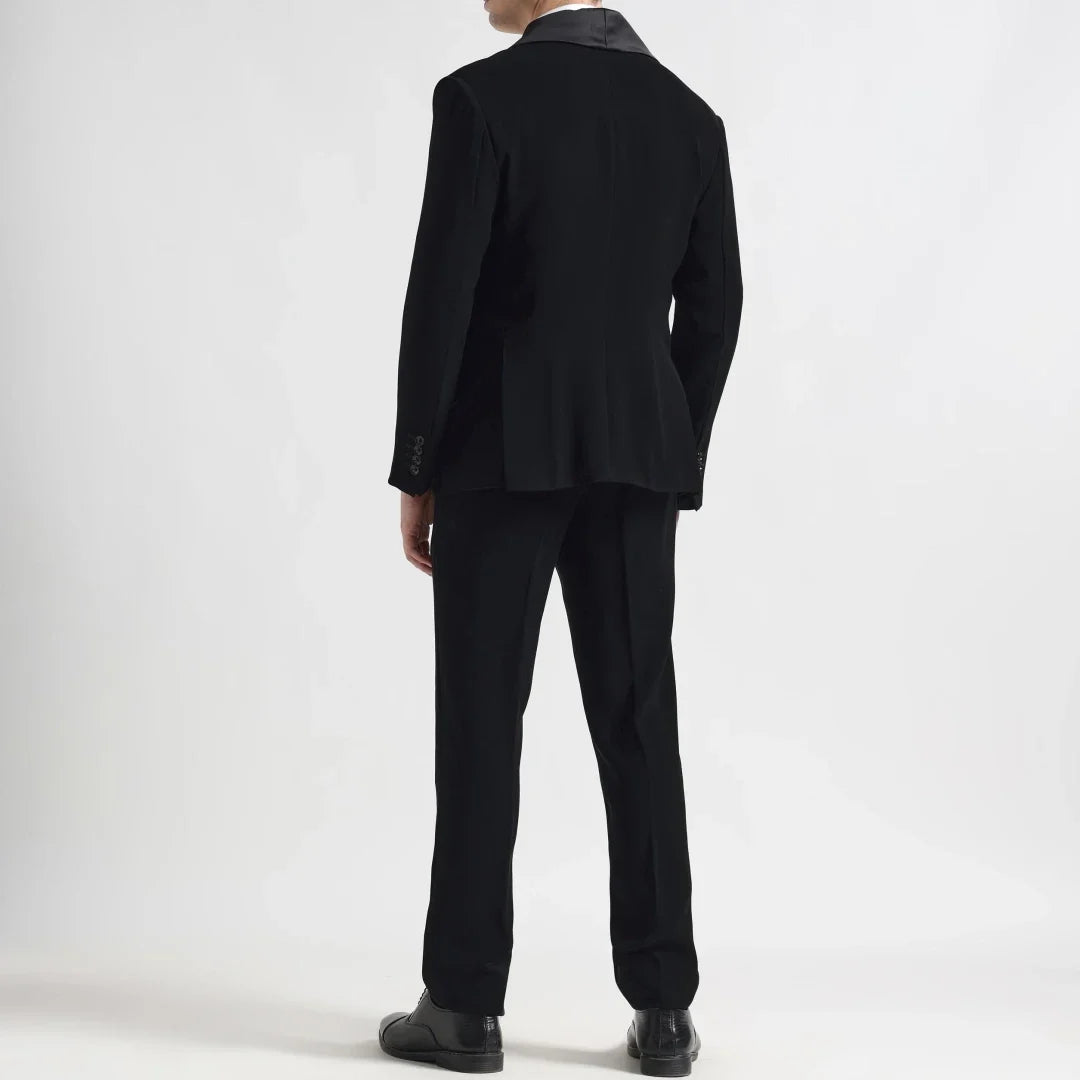 Men Suit 2 Pieces Black With Bright Lapel Single Button For Wedding Business Banquet Party Office Daily Work Jacket And Pants