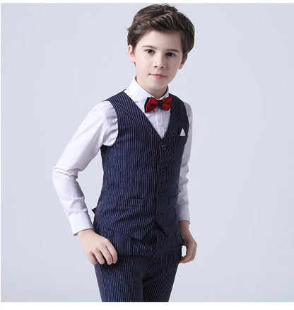 Boys Formal Vest Pants 2-Piece Suit Set for Kids – Striped Wedding & Party Wear