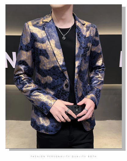 2026 Autumn Suede Men's Casual Suit Jacket Slim Fit Handsome High-quality Business Social Blazers Social Streetwear Dress Coat
