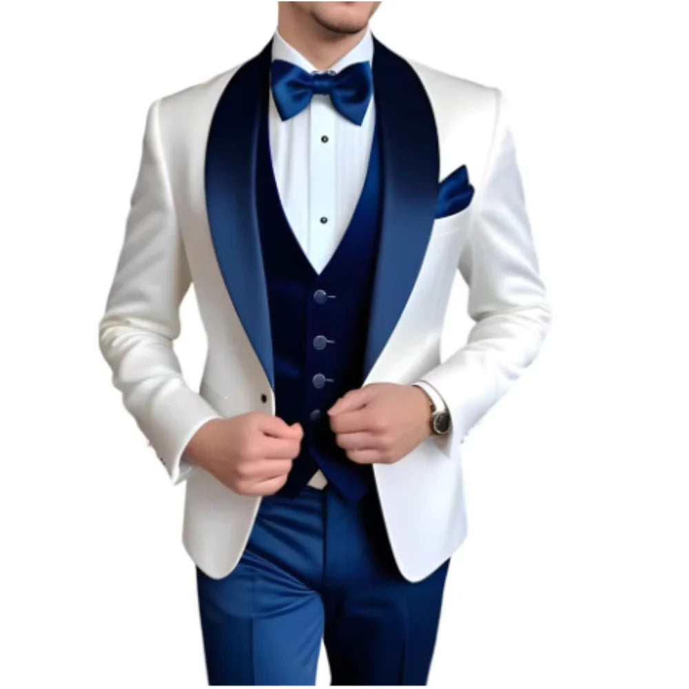 Men's 3-Piece Slim Fit Suit – Single Breasted Blazer, Vest & Pants Set for Wedding, Business & Formal Occasions