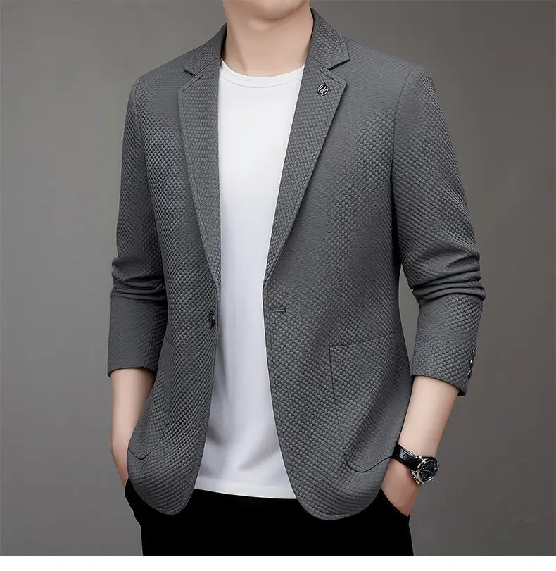 Men's Slim Fit Plaid Blazer for Weddings, Business & Casual Wear – Single Breasted