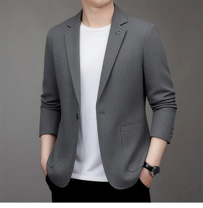 Men's Slim Fit Plaid Blazer for Weddings, Business & Casual Wear – Single Breasted