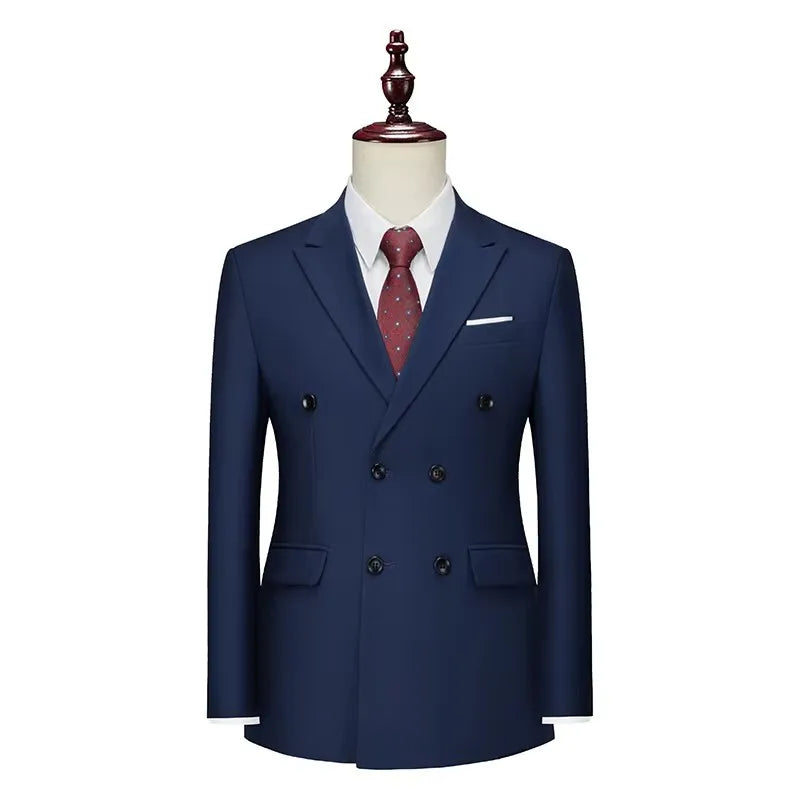 2026 Men Double Breasted Blazer Coats Fashion Solid Mens Wedding Prom Dress Male Business Casual Slim Fit Suits Jacket 6XL