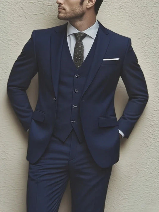 Costume 3 pièces élégant pour homme - Smoking ajusté pour mariages et occasions formelles, parfait pour les réunions de bureau et les événements élégants