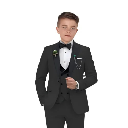 Boys 3-Piece Suit Set for Wedding & Formal Occasions – Solid Color, Ages 3–14