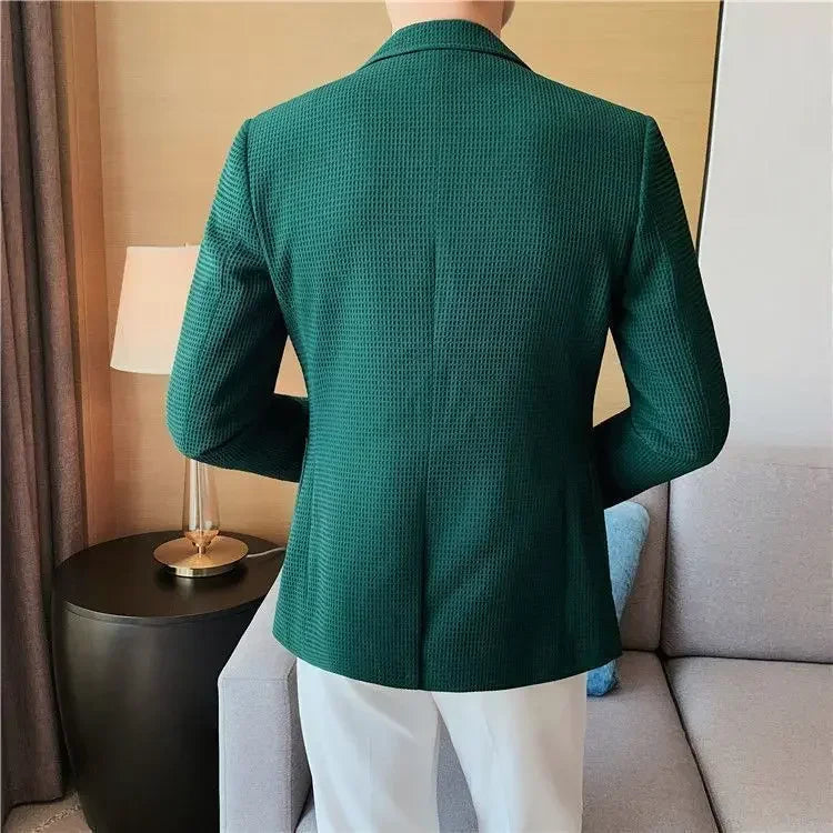 Men's Single Breasted Blazer – Korean Style Suit Jacket for Business & Smart Casual