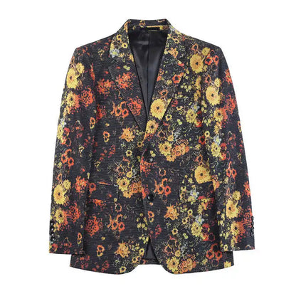 Luxury Art Jacquard Suit Jacket for Men Korean Version Business Casual Blazers Slim Fit Wedding Groom Social Dress Coats M-4XL