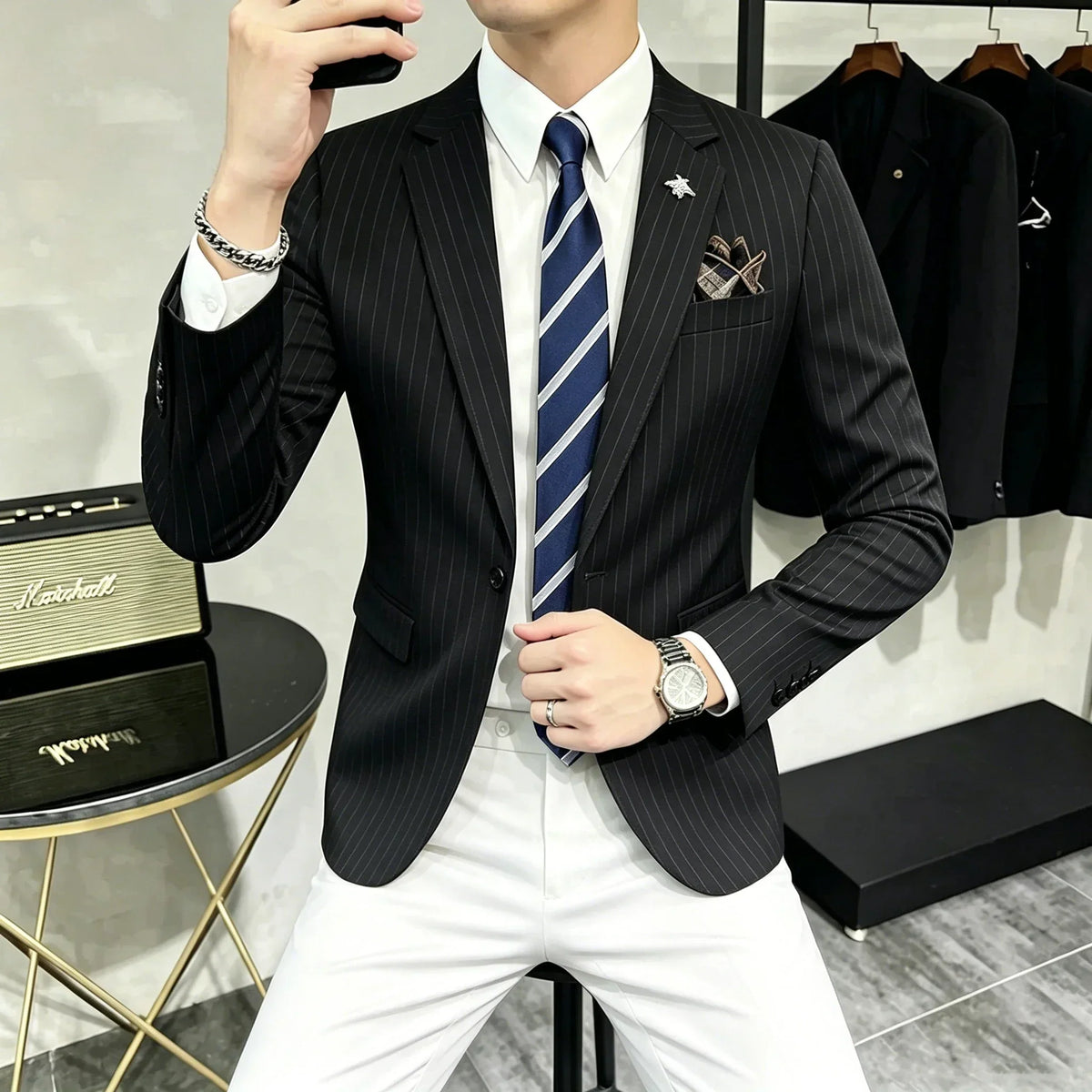 Men's Double Breasted Blazer – Formal Wedding & Business Jacket