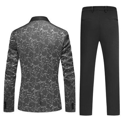 Men's Embroidered Suit Set One Button Design Fashionable And Stylish Clothing for Special Occasions