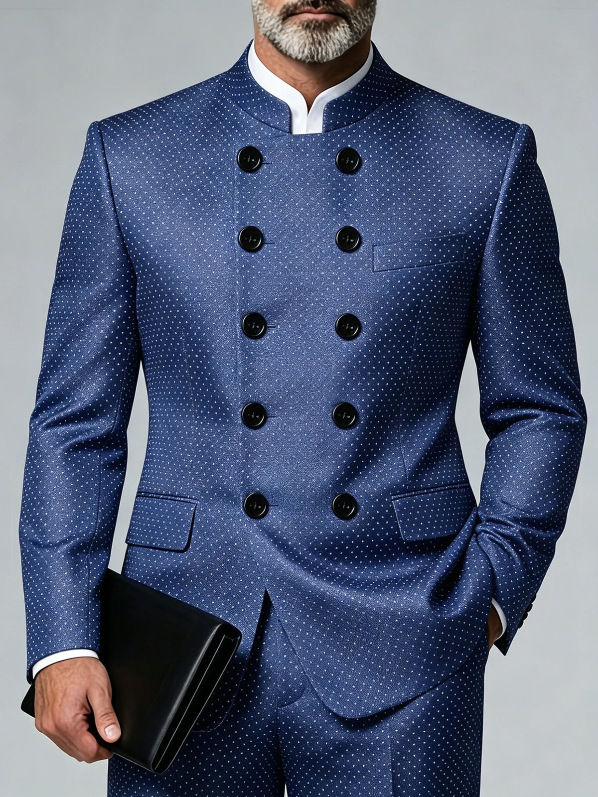 Men's Luxury Classic Business Blazer Purple Floral Jacquard Double‑Breasted Plus Size Suit Jacket for Wedding Prom Formal Party