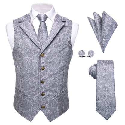 Men's Vest and Tie Set – Paisley Floral Waistcoat with Necktie for Weddings and Business Occasions