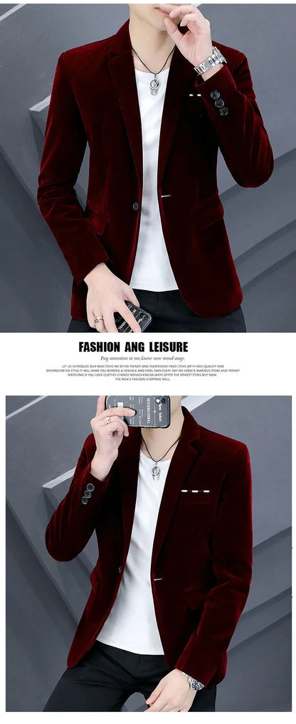 2025 Canary Suit Men's Velveteen Casual Small Suit British Style Business Single West Casual Clothes Trend Youth Handsome Shirt