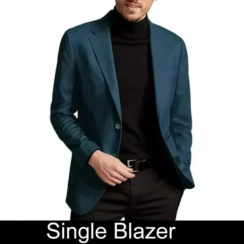 KIDWHXR Men Suit Coat Simple Solid Long Sleeve Male Blazer Turn Down Collar Casual Comfortable Business Casual Man Outerwear