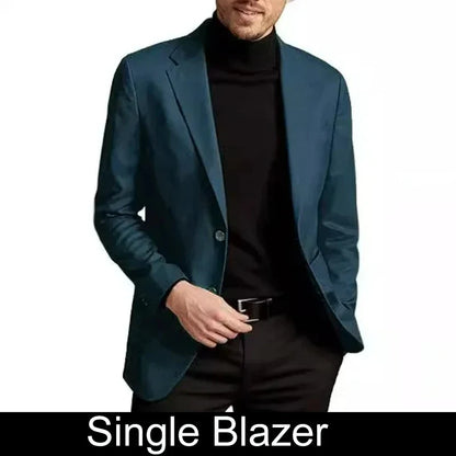 KIDWHXR Men Suit Coat Simple Solid Long Sleeve Male Blazer Turn Down Collar Casual Comfortable Business Casual Man Outerwear