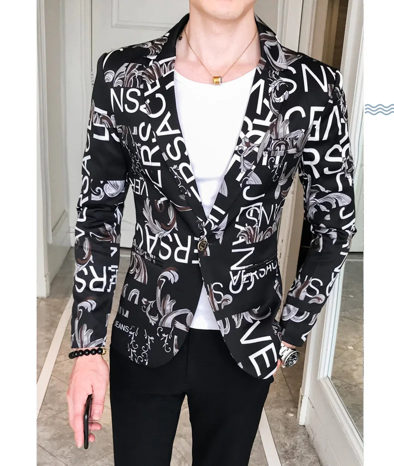 Men's Blazer Suit Jacket 2025 Spring New Fashion Korean Slim Suit Jacket Social Prom Dress Jacket Men's High Quality Clothing