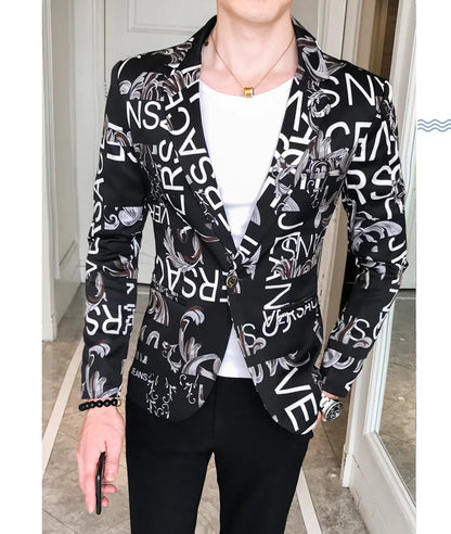 Men's Blazer Suit Jacket 2025 Spring New Fashion Korean Slim Suit Jacket Social Prom Dress Jacket Men's High Quality Clothing