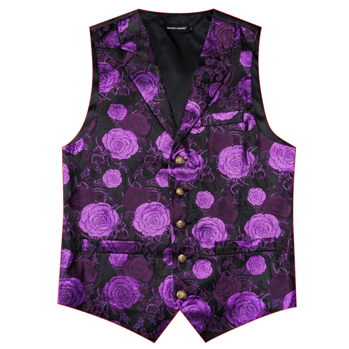Men's Jacquard Floral Vest – Notched Lapel Waistcoat with Bowtie for Wedding & Formal Events
