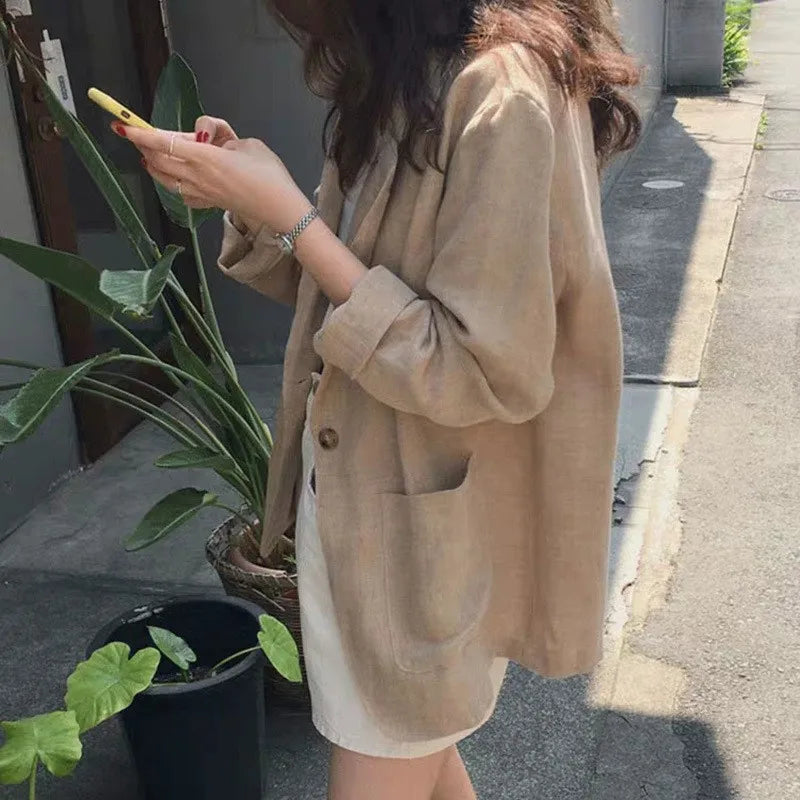 Loose Fit Summer New Style Women's  Jacket Cotton Linen Thin Material Large Size Street Style Small West Coat High End ...