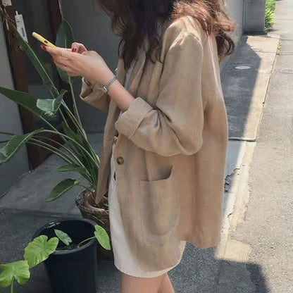 Loose Fit Summer New Style Women's  Jacket Cotton Linen Thin Material Large Size Street Style Small West Coat High End ...
