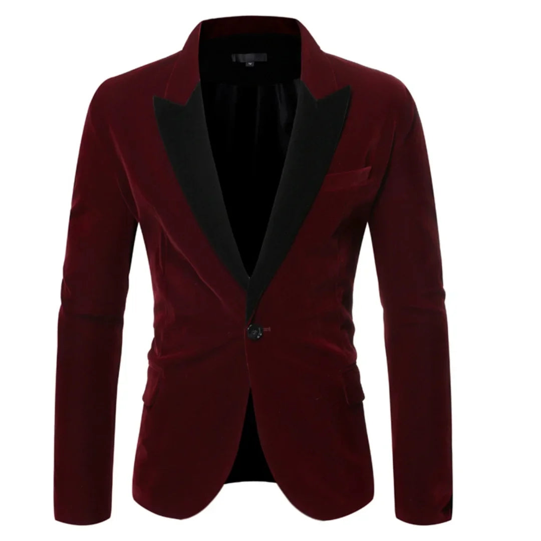 Casual 6XL Velvet Blazer for Men Peak Lapel One Button Jacket Elegant Slim Fit Suit Jacket One Coat for Wedding Dinner Office