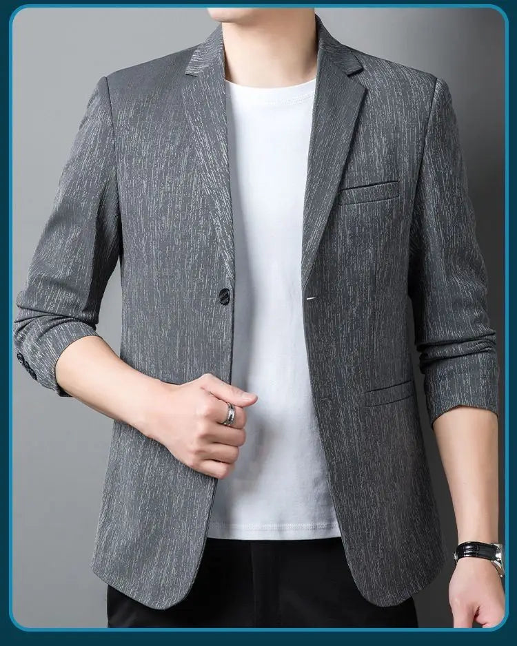 Men's Striped Smart Casual Blazer for Everyday Wear – Lightweight Spring Autumn Jacket