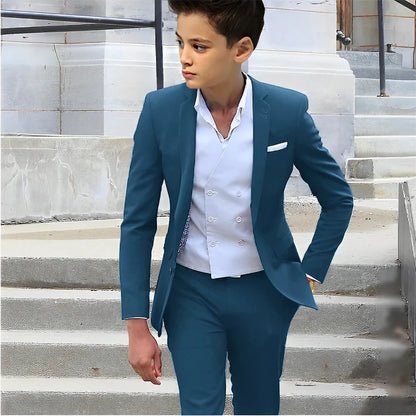 Formal Boys Slim Fit Suits 2 Pieces Birthday Party Tuxedo,Smart Handsome Kids Suit Set Wedding Guest Outfit Plus Size 2-20T