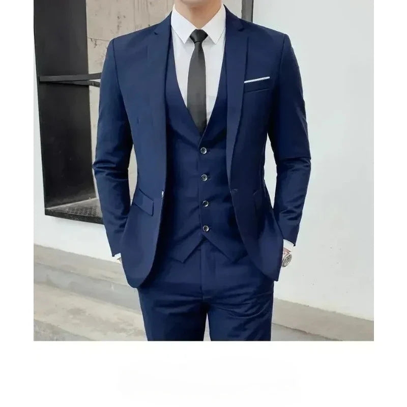 Costume blanc trois pièces pour homme, anti-plis, infroissable, anti-adhérence des poils, costume de travail formel d'affaires, vêtements de travail quatre saisons Dr