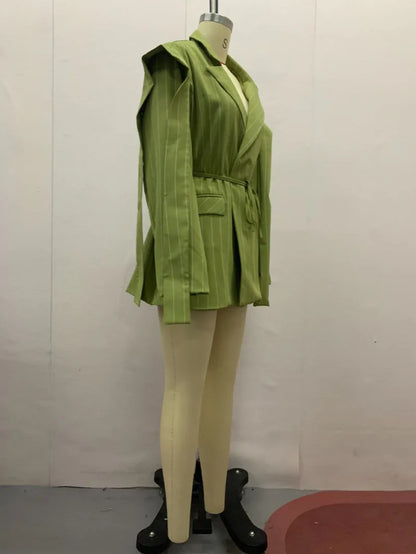 Spring Autumn New Women Blazer Turn-down Collar Long Sleeve Lace-up Waist Cinching Elegant Fashion Office Lady Coat HK16723