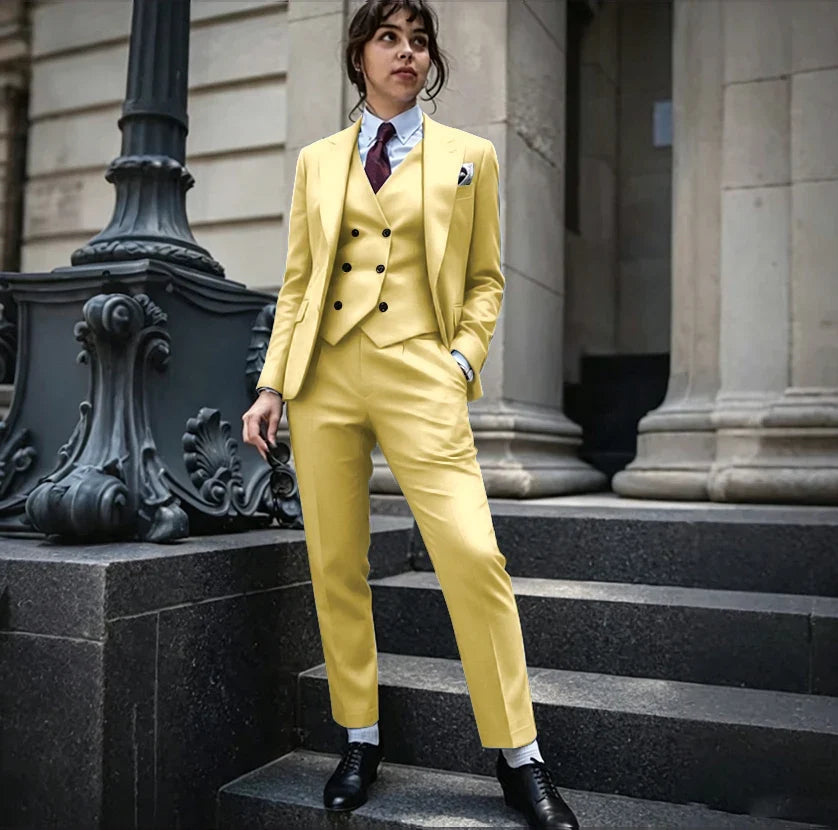Powerful Black Women 3 Piece Suit Classic Single Breasted Jacket Vest Pants Set Elegant Office Business Formal Lady Outerwears