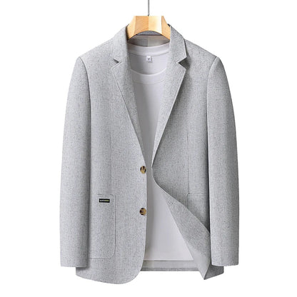 Men's Premium Thin Blazer Spring Summer Solid Color Breathable Cotton Linen Blend Business Casual Jacket Minimalist Office Urban