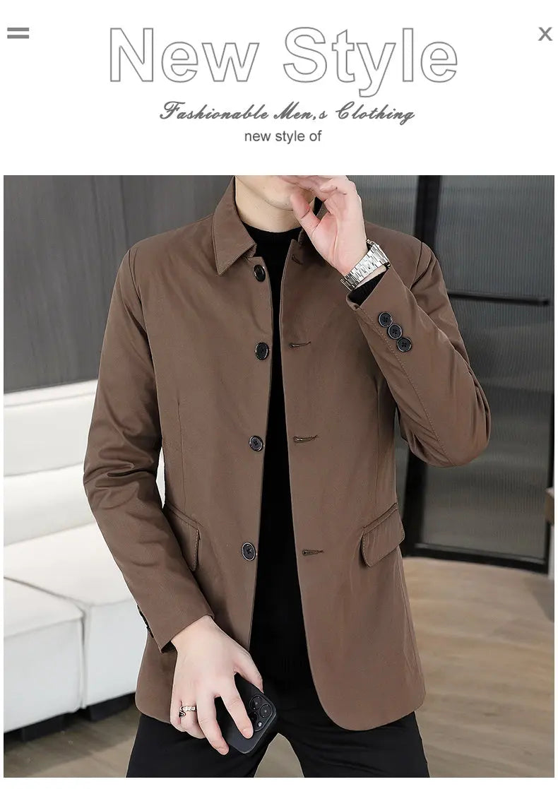 Blazer Men's Business Gentleman Wedding Fashion Best Man Solid Color Slim Fit Casual Mink Velvet with Cotton Thickened Blazer