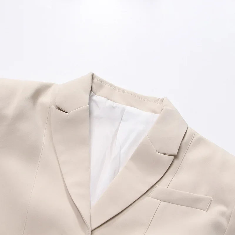 Women's Blazer Elegant Stylish Hollow Out Expose Waist Design Solid Color Patchwork Long-sleeved Slim Fit Suit-Coat HK28002