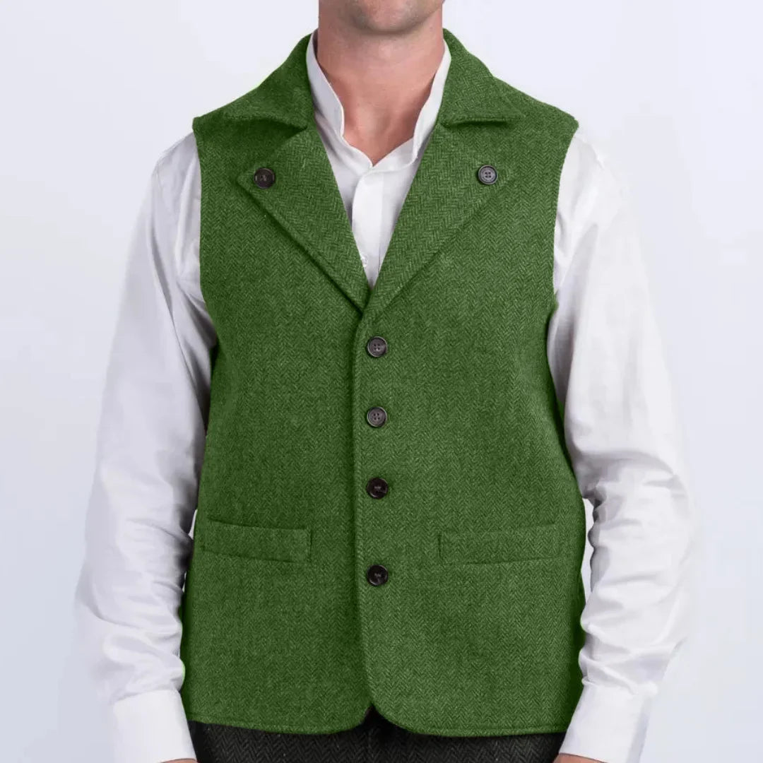 Men's Herringbone Vest Single Breasted Waistcoat for Wedding & Smart Casual Wear