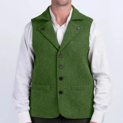 Men's Herringbone Vest Single Breasted Waistcoat for Wedding & Smart Casual Wear