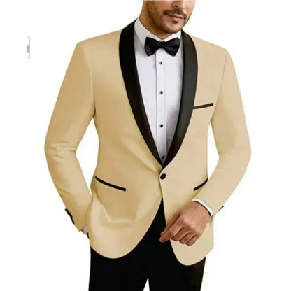 Men's White High-End Suit Blazer Suit Four Seasons Business Formal Wear Anti-Wrinkle Non-Stick Wool Suit Workplace Work Cloth