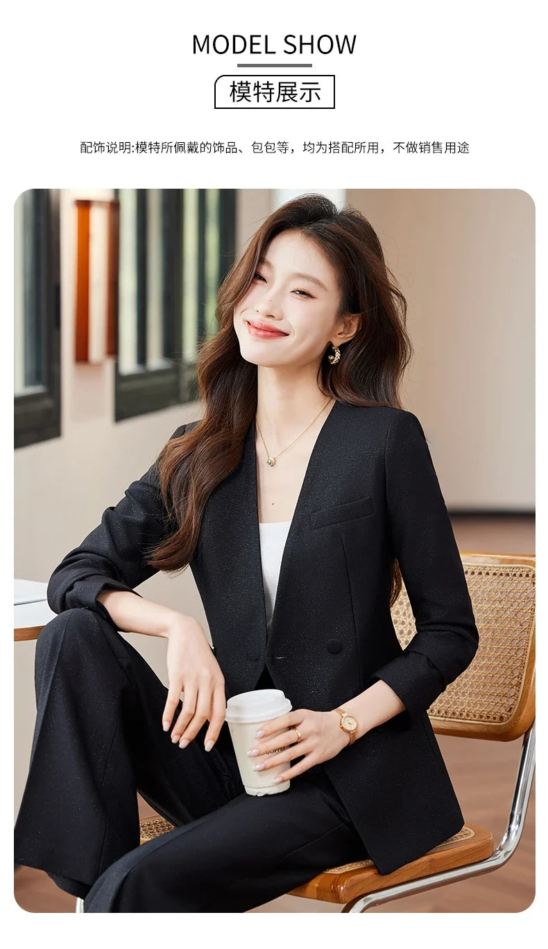 Fashionable business women's suit, high-quality two-piece pants + blazer. Unique temperament, comfortable and stylish