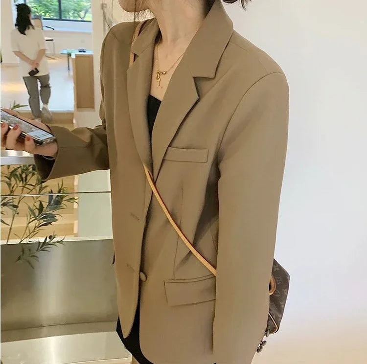 Women's Slim Fit Long Sleeve Blazer Elegant Office Blazer Casual Korean Fashion Street Trend Spring Autumn New