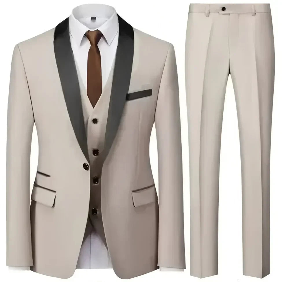 Ensemble Blazer Noir Homme Automne Mariage Soirée 3 Pièces Grande Taille Manteau Blazer, Pantalon et Gilet Homme Noir Mode Costumes Slim Fit