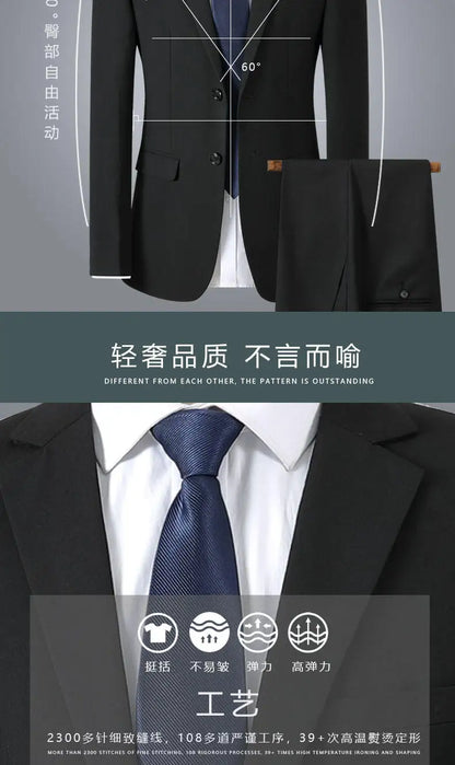 Men's Smart Casual 2-Piece Suit Set – Single Breasted Blazer and Trouser for Travel and Business