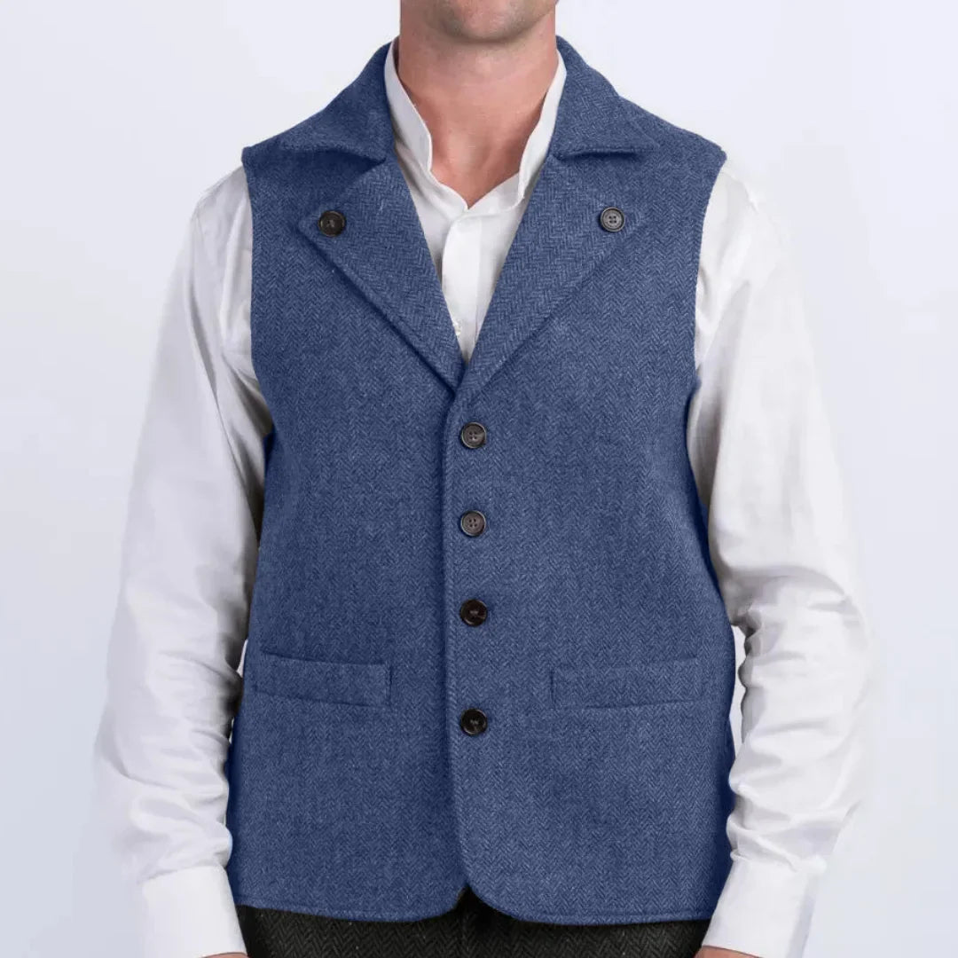 Men's Herringbone Vest Single Breasted Waistcoat for Wedding & Smart Casual Wear