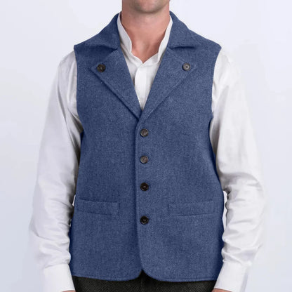 Men's Herringbone Vest Single Breasted Waistcoat for Wedding & Smart Casual Wear