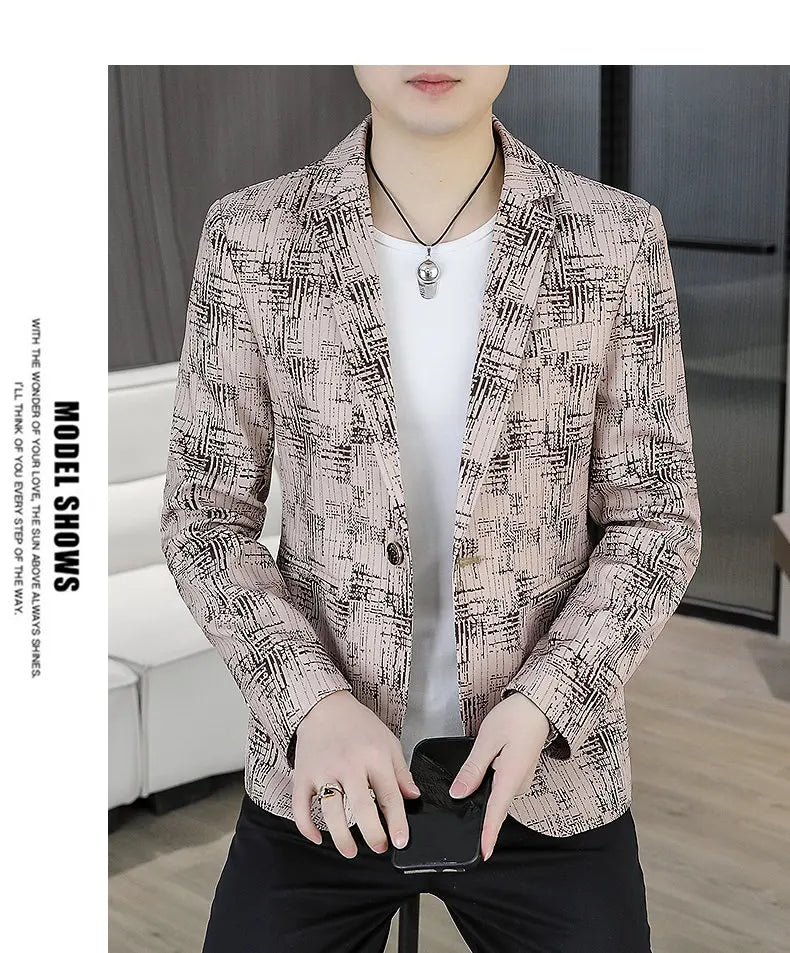 Blazer Men's Fashion Outdoor Travel Gentleman Wedding Slimming Business Versatile Trendy Casual Korean-style Formal Wear Blazer