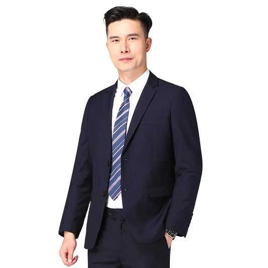 Men's Suit Blazer and Pants Set – Formal Business Single Breasted – Black, Navy Blue – Wedding & Work