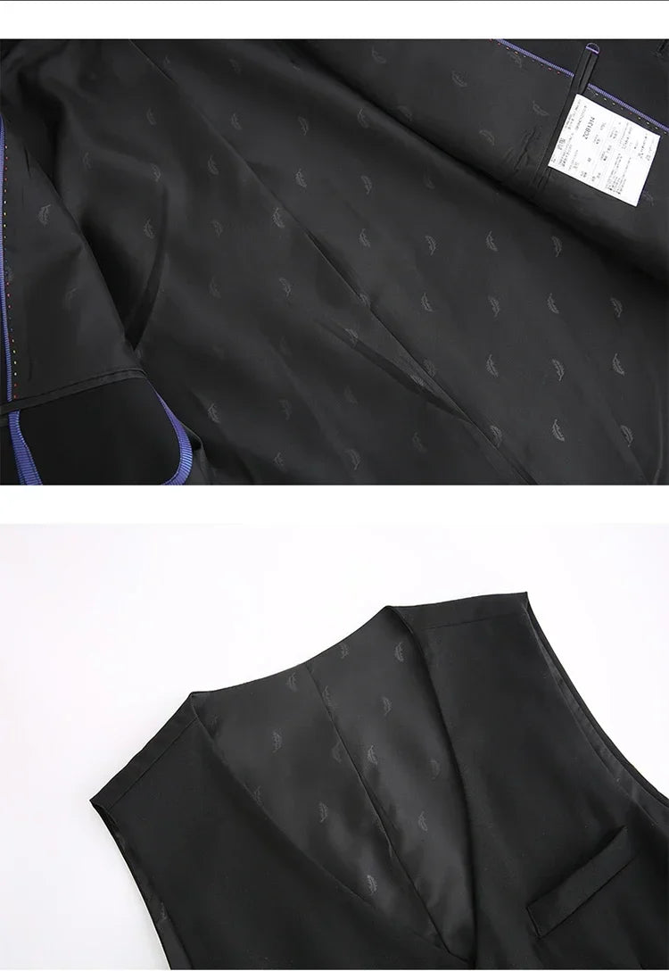 Men's Slim Fit 3-Piece Suit Set – Smart Casual Business Wedding Suit for Men in Blue, Gray & Black