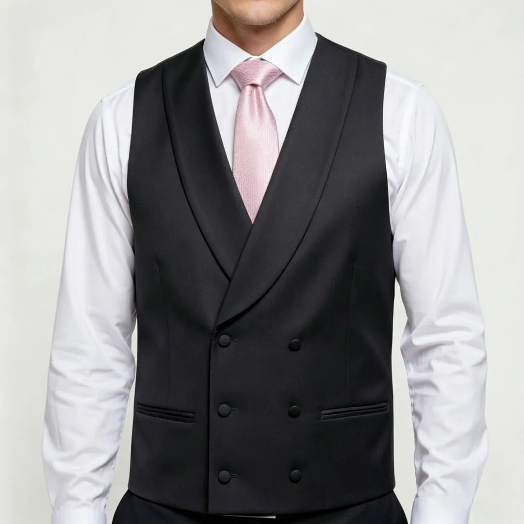 Men's Double Breasted Vest – Formal Lapel Waistcoat for Wedding & Business