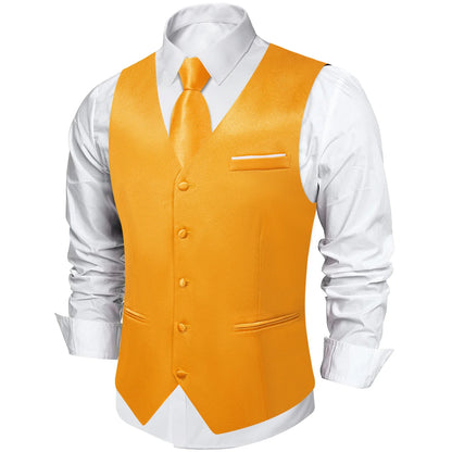 Men's Satin Suit Vest Set with Tie Handkerchief and Cufflinks for Wedding and Prom