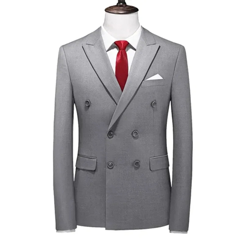 2026 Marque Mode Homme Costume de smoking croisé pour affaires/Costume ajusté pour homme Style coréen décontracté/Blazers vestes décontractées pour hommes