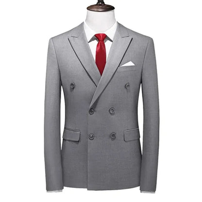 2026 Marque Mode Homme Costume de smoking croisé pour affaires/Costume ajusté pour homme Style coréen décontracté/Blazers vestes décontractées pour hommes
