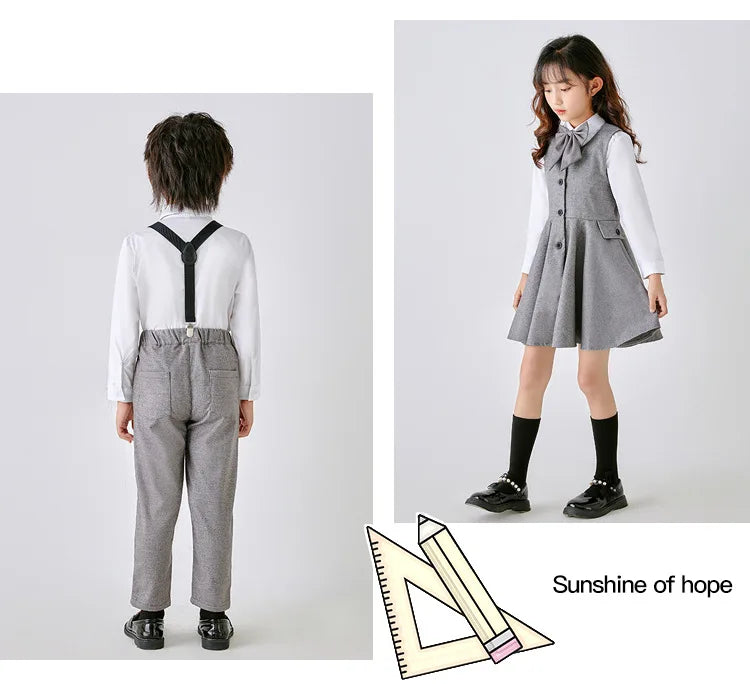 Kids School Uniforms Girls British Japanese Navy Jacket Suit Dress Boys Blazer Formal Outfits Chidren Student Clothes Class Sets