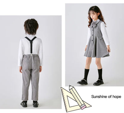Kids School Uniforms Girls British Japanese Navy Jacket Suit Dress Boys Blazer Formal Outfits Chidren Student Clothes Class Sets
